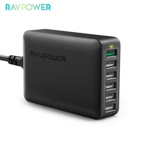 ravpower 60w 6 port fast pd charger usb desktop charging station smart multiple ports for iphone samsung laptop