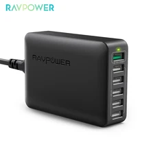 RAVPower 60W 6-Port Fast pd Charger USB Desktop Charging Station  Smart Multiple Ports for iPhone Samsung laptop