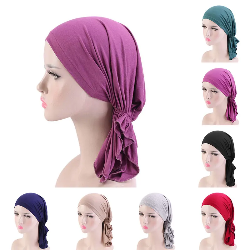 

2020 Soft Modal Inner Hijab Caps Muslim Stretch Turban cap Islamic Underscarf Bonnet Hat Ladies Headwrap tube cap turbante mujer