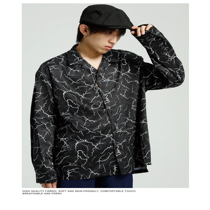 

2020 Autumn New Casual Retro Korean Long Sleeve Top Fashion All-Match Solid Color Loose Shirt Jacket Men