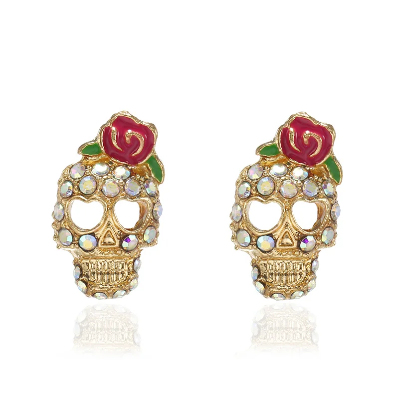 ER420 европейской и американской моды торговля Ювелирные Розы Цветочный череп