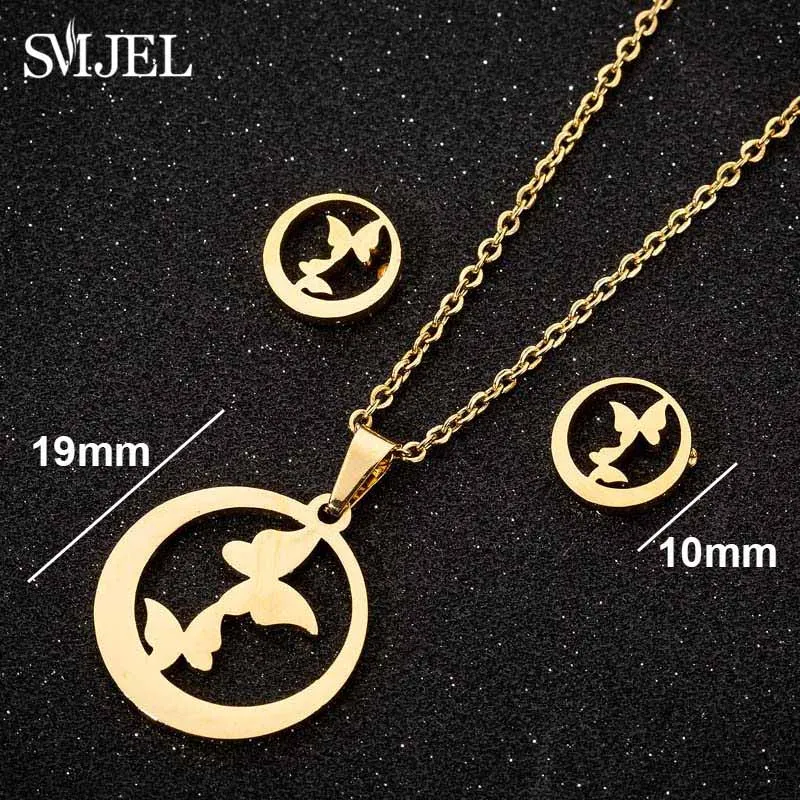 Клапан-бабочка нержавеющей стали ожерелья для женщин Свадебные серьги-гвоздики