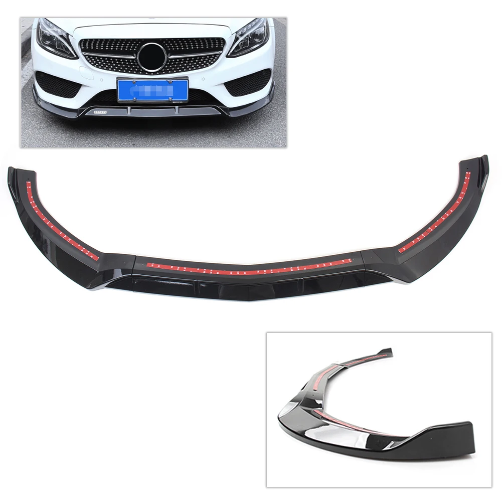 

For Benz C Class W205 C180 C250 C300 C400 2015 2016 2017 2018 Carbon Fiber ABS Car Front Bumper Spoiler Lip Splitter Trim 3pcs