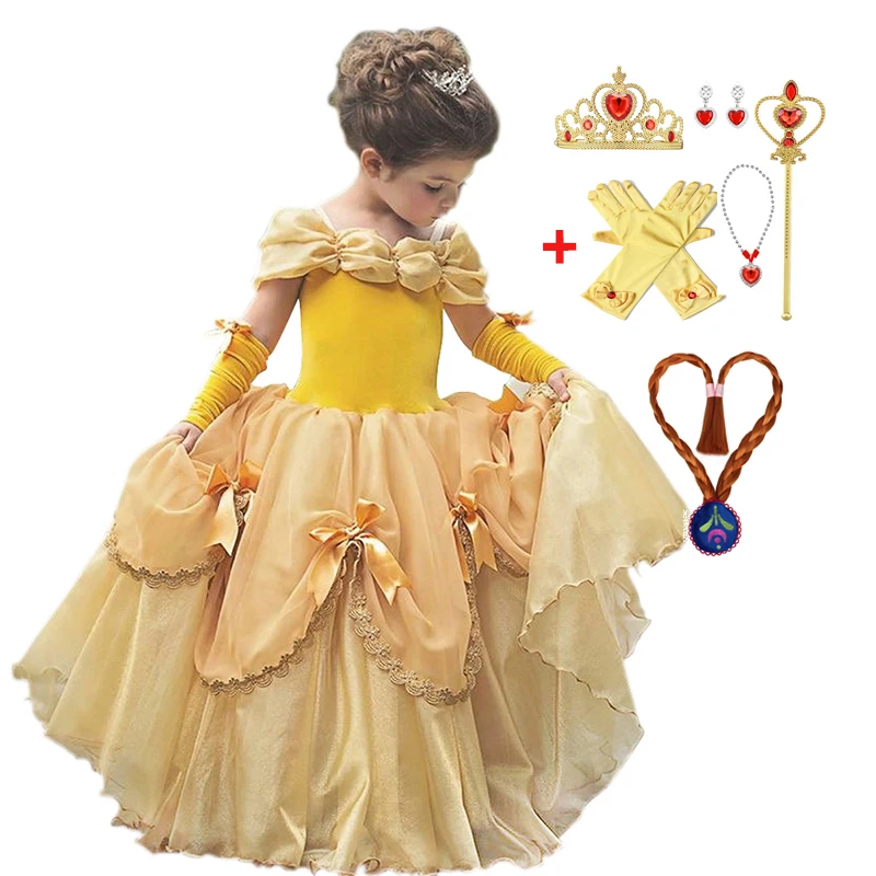 

Beauty And Beast Belle Dress Girls Princess Dress Kids Dresses For Girls Costume Carnival Cosplay Party Easter Children Clothing