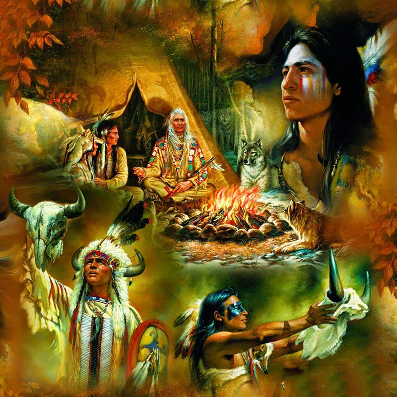 Diamond Embroidery DIY Painting Cross Stitch Kit &quotIndian wolf&quot 5D Needlework Home Decoration | Дом и сад