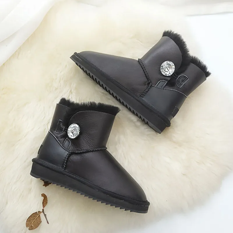 Лидер продаж водонепроницаемые ботильоны из натуральной кожи для снежной погоды