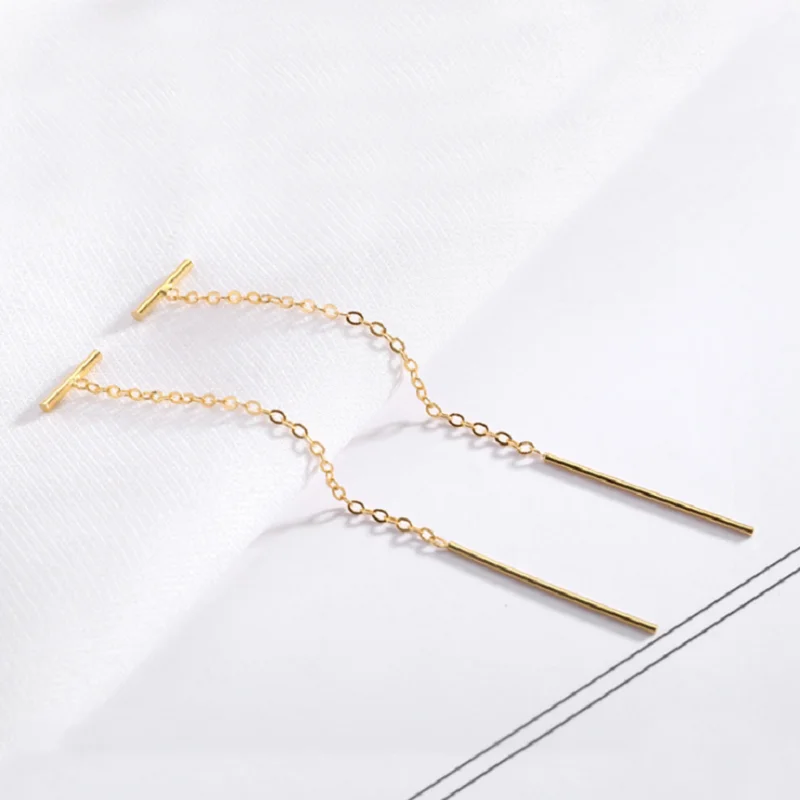 Реальные 925 стерлингового серебра цепь кисточкой Стад Серьги Модные Ювелирные