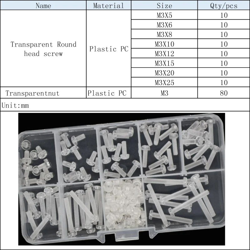 Крестообразный прозрачный акриловый винт Пластиковая изоляция болт с круглой