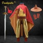 Новый фильм Raya дракон на Хэллоуин для девочек Raya маскарадный костюм для вечеринки; Карнавальный костюм; Комбинезоны красный плащ Raya одеваются