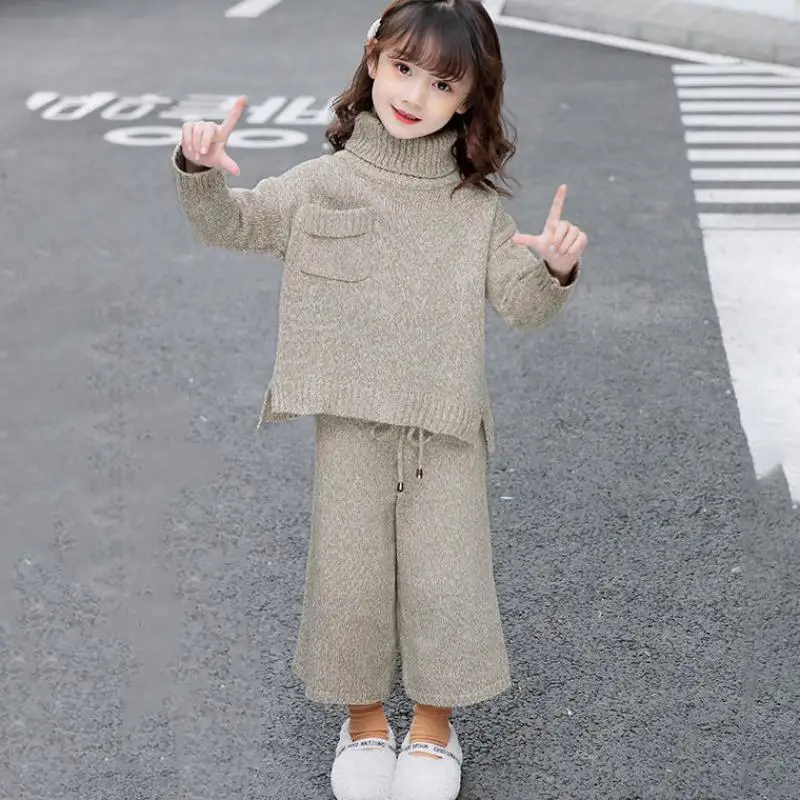 Новинка 2020 года осенне зимний утепленный вельветовый свитер для девочек костюм с