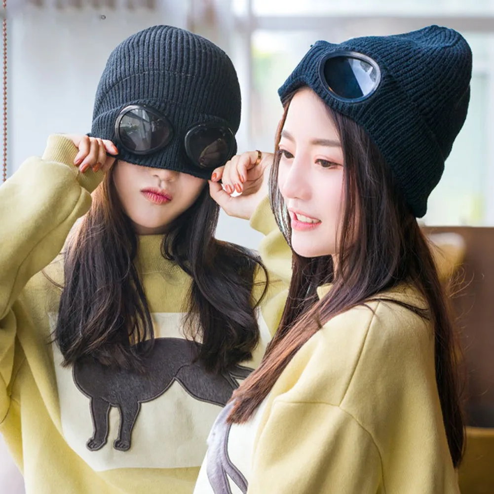 

2022 New Winter Unisex Knitting Windshield And Velvet Ski Hat Sub-Warm Woolen Hat Warm Bonnet Casual Cap Ourtdoor Warm Equipment