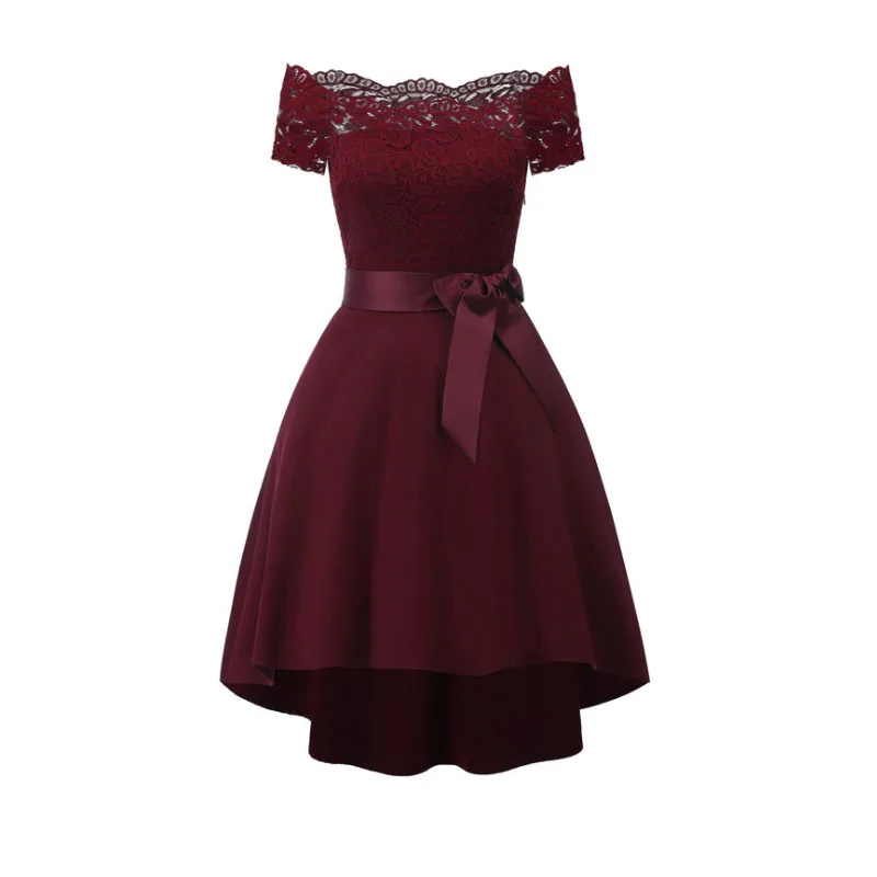 

TOIVOTUKSIA High Quality Elegant Long Party Dress Off the Shoulfer Lace Embroidery Prom Formal Dress Evening New Lace up