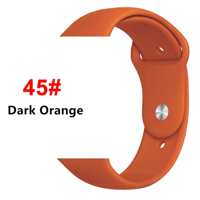 Спортивный мягкий силиконовый ремешок для Apple Watch, ремешок 44 мм, 40 мм, серия 5, 4, браслет для часов iWatch, ремешок 38 мм, 42 мм, 3, 2, 1, аксессуары - Цвет ремешка: 45 Dark Orange