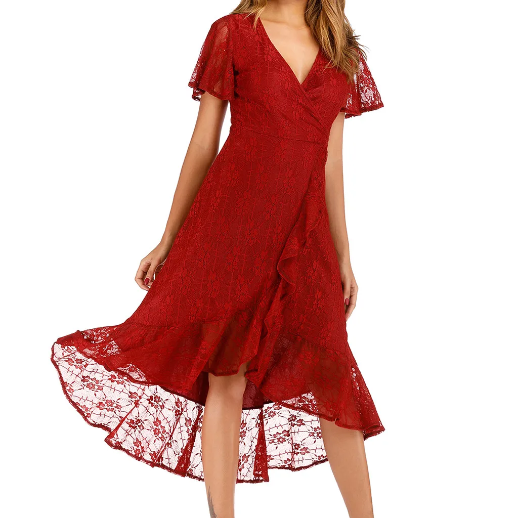 Dress Women Party Casual Sexy Ladies Elegant V-neck Slim Short Sleeve Long 12.10 | Женская одежда