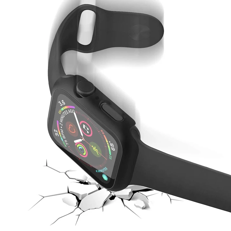 Чехол для Apple Watch Series 5 4 3 8 цветов с защитой экрана 44 мм тонкий защитный бампер