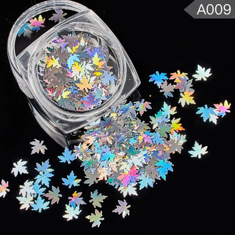 Лазерный кленовый лист блестки для нейл Арта (искусство украшения ногтей)