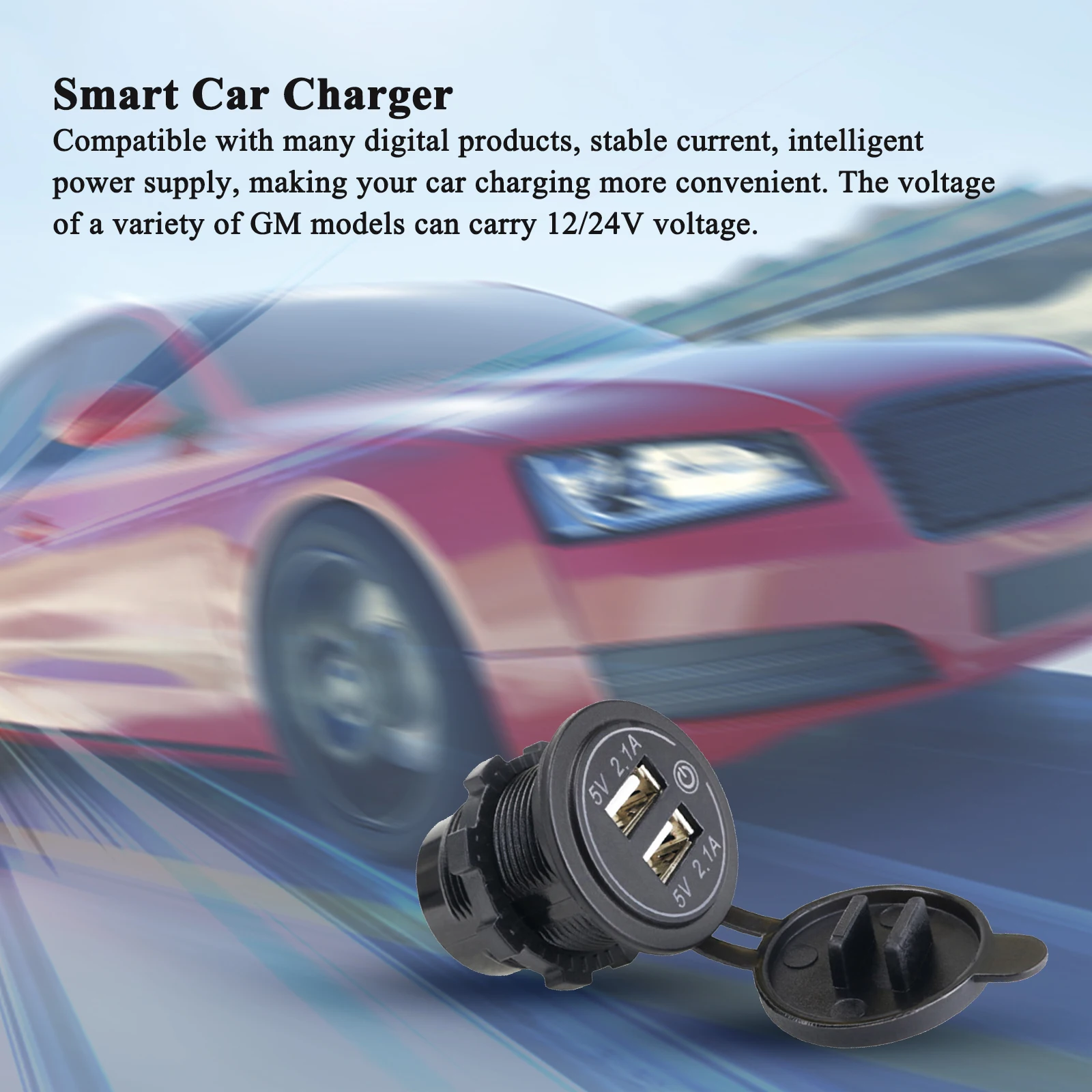 

Waterproof Car Charger 4.2A Dual USB Charger Socket with Touch Switch Quick Charger for Motorcycle Car