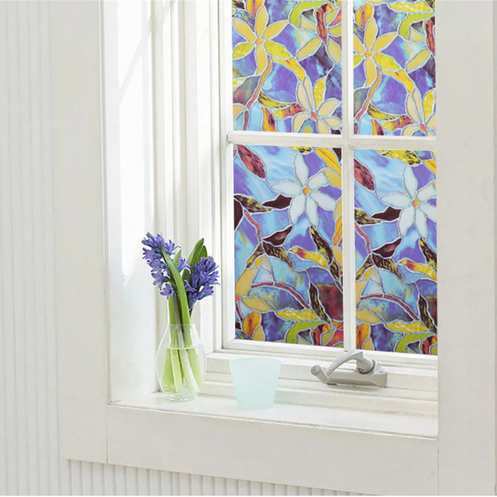 3D статическая конфиденциальность цветной тюльпан цветок декоративная пленка