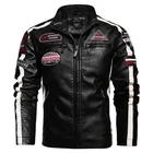 Куртка мужская из ПУ кожи, пиджак в европейском и американском стиле для езды на мотоцикле, пальто с плюшевой отделкой, тонкая контрастная этикетка