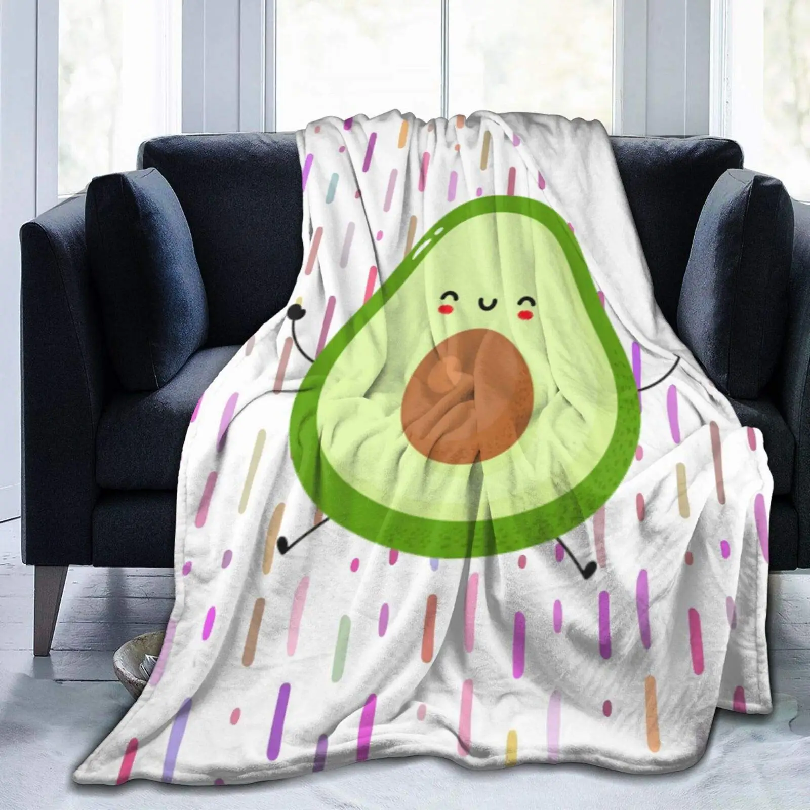 

Jumping Cute Funny Avocado Fleece Blanket Flannel Throw Blanket Ultra Soft Micro Fleece Blanket Bed Couch Living Room 150x220cm