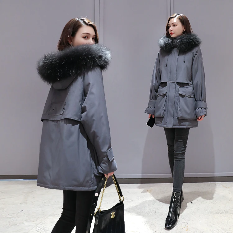 Женская куртка с капюшоном donna черная теплая хлопковая парка искусственным мехом