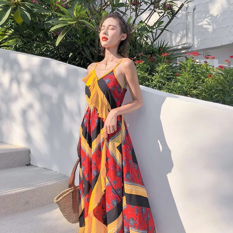 Летнее винтажное пляжное платье в богемном стиле для отпуска на море Новинка 2020