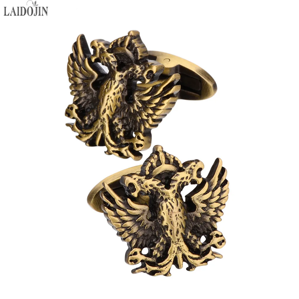 LAIDOJIN Vintage Metal Double-headed eagle Cufflinks for Mens High Quality Shirt Cuff links Brand Jewelry Wedding Groom Gift