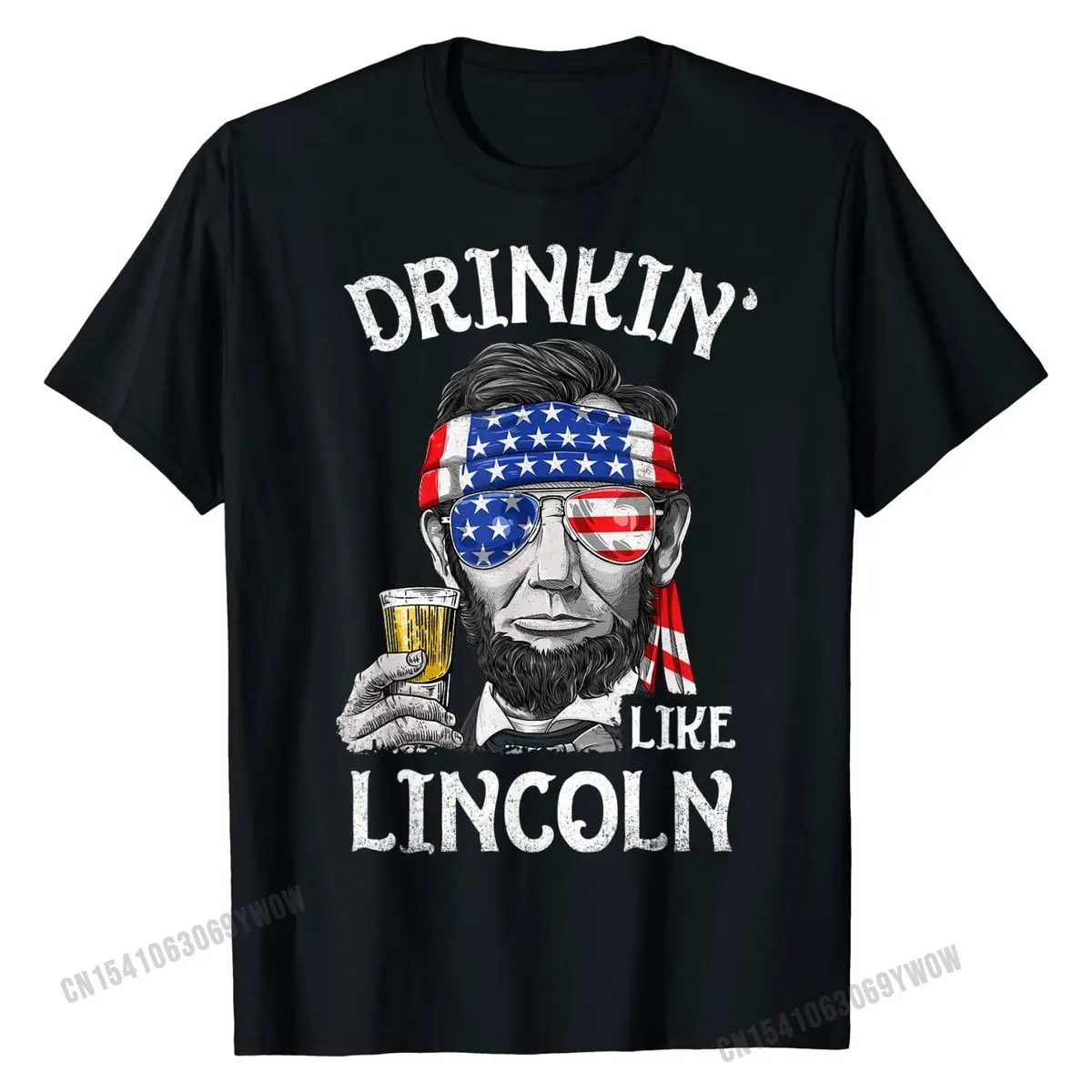 

Drinking Like Lincoln 4th of July Men Abraham Merica Flag T-Shirt Print T Shirts for Men Cotton Tops Shirts Unique Cute