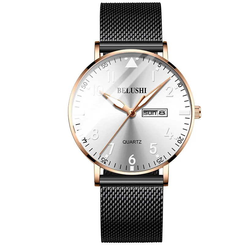 Men Watches Top Famous Luxury Brand Man Business Quartz Watches Men Classic Clock Male Wrist Watches For Men's Wristwatches - Цвет: gold white mesh