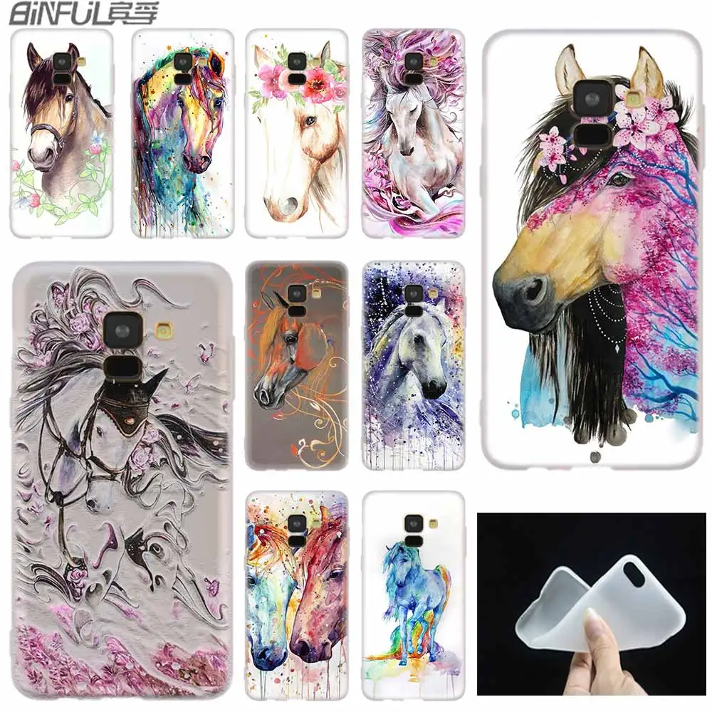 Акварель лошадь чехол силиконовый защитный для телефона Samsung A50 A70 A80 A30 A40 A90 A6 A8 A9 A7