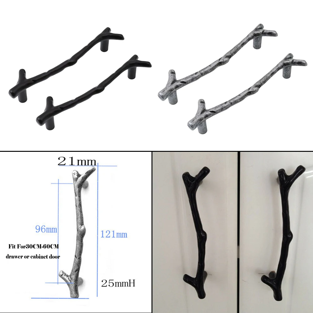 2 шт. ручка для кухонного шкафа ящика дверная фурнитура мебели черная/Серебряная