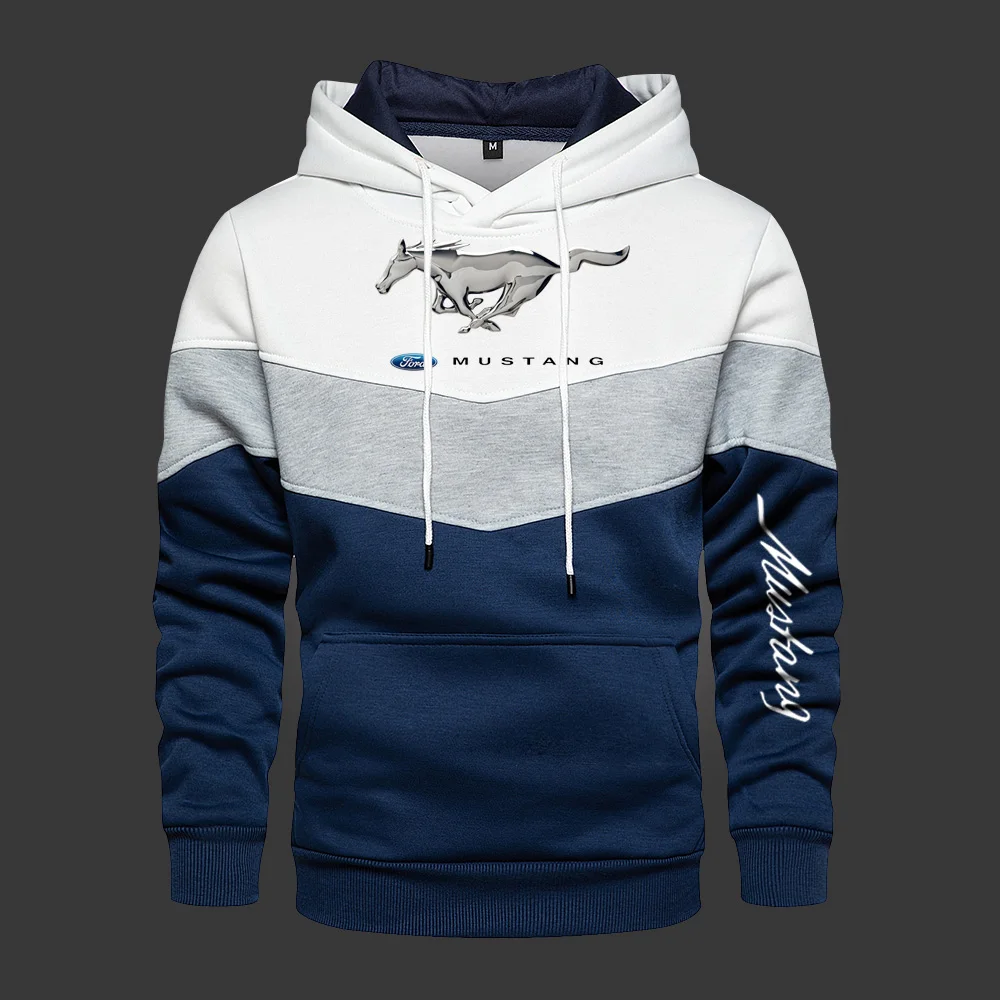 

2021 New Men's Hooded Mustang Long Sleeve Outwear Autumn Spring Casual Hoodies Fleece Warm Sportswear Thicken Sweatshirts