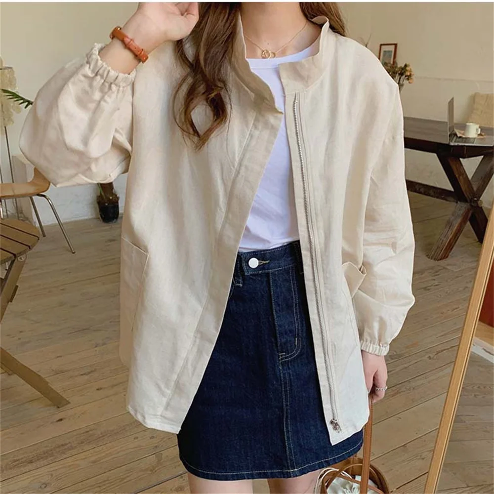 

2021 Chic Autumn Full Sleeves Casual All Match Loose Women Coats 2021 New Oversize OL Pockets Stylish Streetwear Jackets