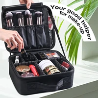portable travel makeup large capacity cosmetic bag waterproof 2 layer makeup beauty tool carrying organizer bag with handle