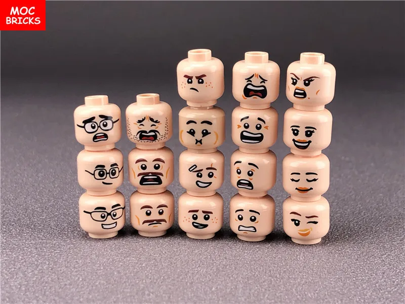 10 шт./лот MOC кирпичи новые мальчики и девочки лицо выражение фигурки голова DIY мини
