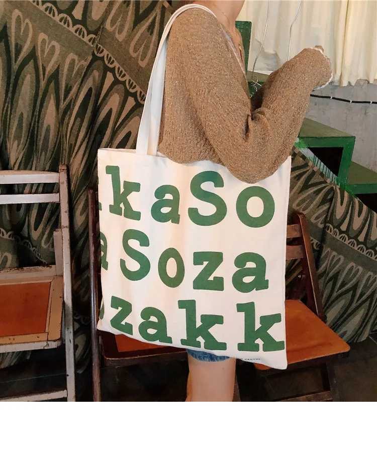 2019 Письмо Хлопок хозяйственные женские сумки Холщовая Сумка дорожная Женская