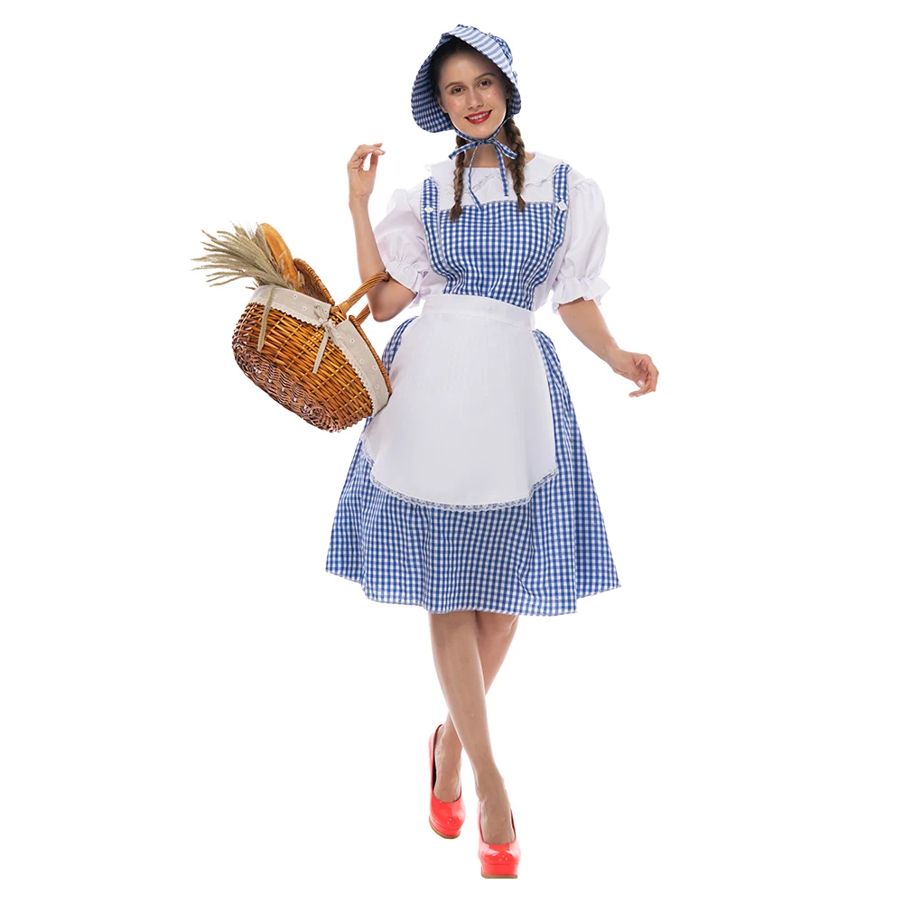 Reneecho kobiety Grand Heritage Dorothy kostium czarnoksiężnik z krainy Oz Dorothy kostium dla dorosłych niebieskie przebranie pokojówki z fartuchem