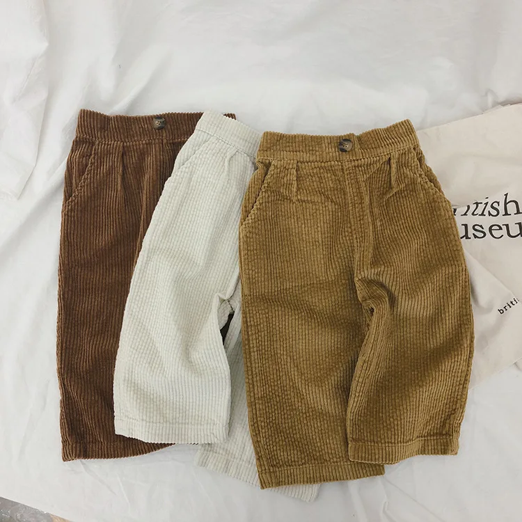 Милые модные вельветовые брюки с широкими штанинами для девочек на осень