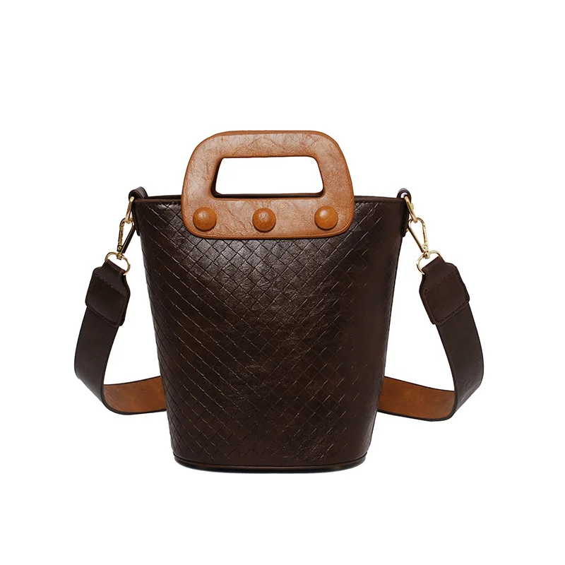 

Women's bags 2019 Woven Vintage Bucket bags Autumn and Winter Broadband Vegetable Basket bags Portable Messenger bags