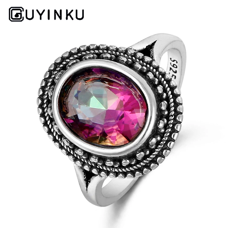 Женские кольца с мистическим топазом GUYINKU ювелирные изделия из стерлингового