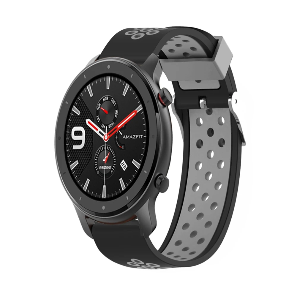 HANGRUI 20 мм 22 мм мягкий силиконовый двухсторонний Браслет Для Xiaomi Huami Amazfit Bip Amazfit GTR 47 мм 42 мм силиконовый сменный ремешок