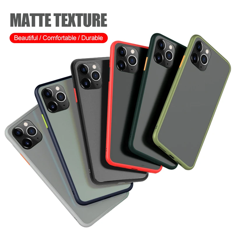 Hybrid Simple Matte Bumper Phone Case For iphone 11 Pro Max X XR XS 6 7 8 Plus Shockproof Soft TPU Cover | Мобильные телефоны и