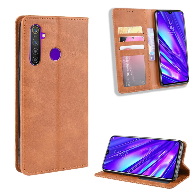 Realme 5 Pro чехол для Oppo Realme 5 Бумажник Флип Стиль Винтаж кожаный чехол для задней панели телефона чехол для Oppo Realme Q Realme5 с фоторамкой