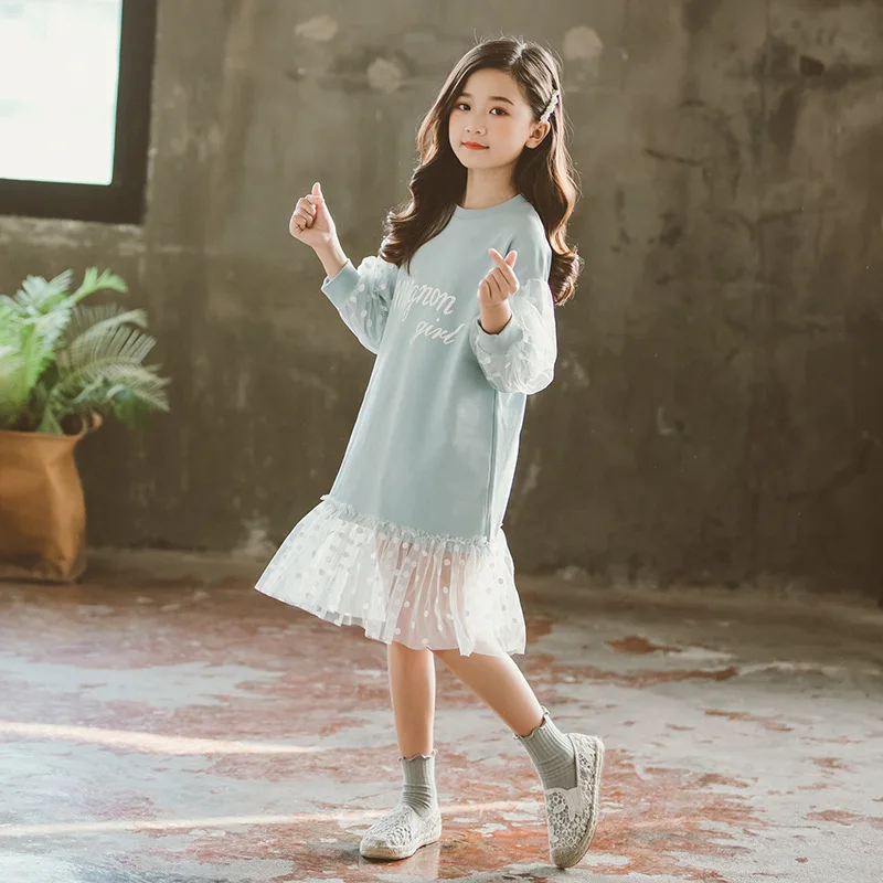 Новое Хлопковое платье с капюшоном для девочек подростков Детские свитшоты