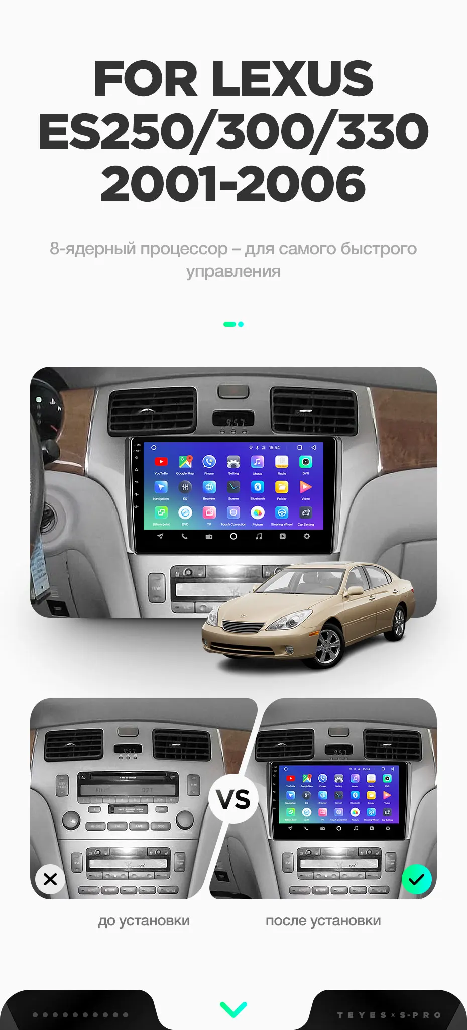 TEYES SPRO Штатная магнитола для Лексус РХ 250 300 330 2 Lexus ES250 ES300 ES330 2001-2006 Android 8.1, до 8-ЯДЕР, до 4+ 64ГБ 32EQ+ DSP 2DIN автомагнитола 2 DIN DVD GPS мультимедиа автомобиля головное устройство