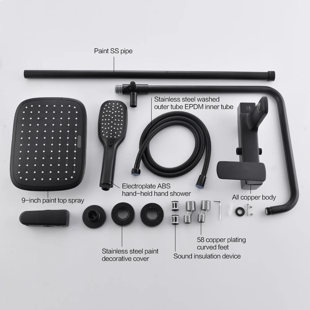 

Bathroom Luxury Aluminum Body Jets Temperature Control Mixer Shower Panel Steel Stainless Style Brass Surface Aluminium Core