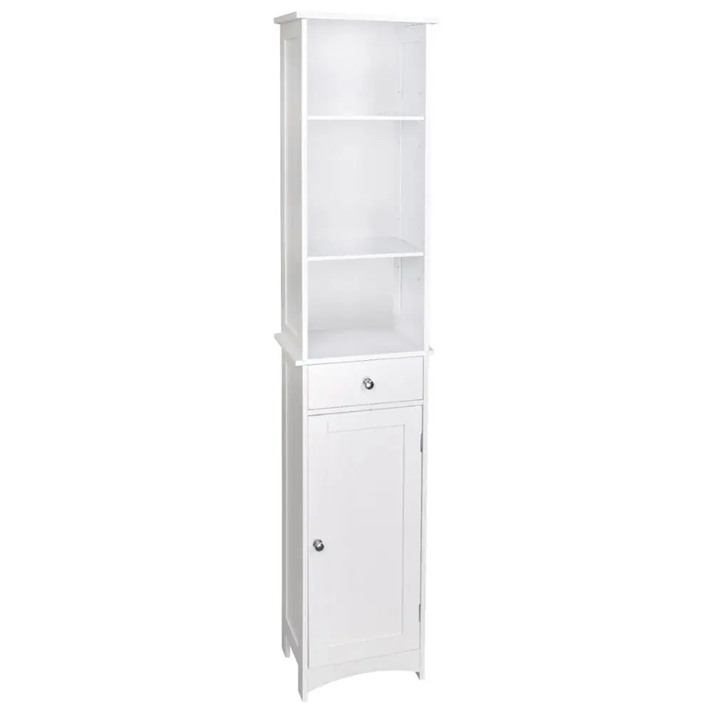 

1PC 33x23x165cm White Freestanding Bathroom Cabinet with Drawer Storage Organizer Dresser Bathroom Shelves Organization