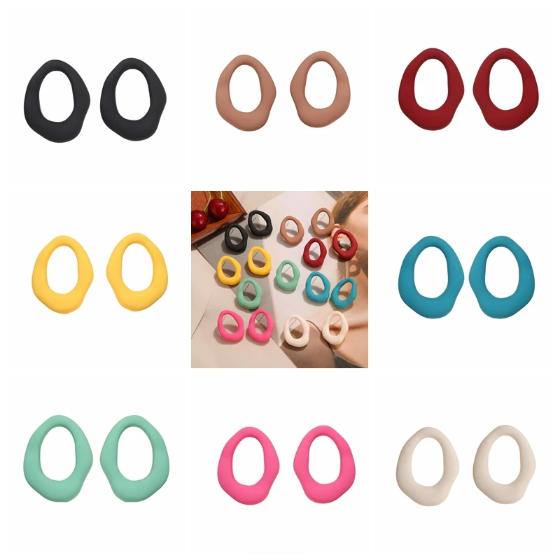 

UMKA Colourful Charms Earrings For Women Fashion Geometric Unusual Earrings 2021 Trend Jewelry Stud Earring