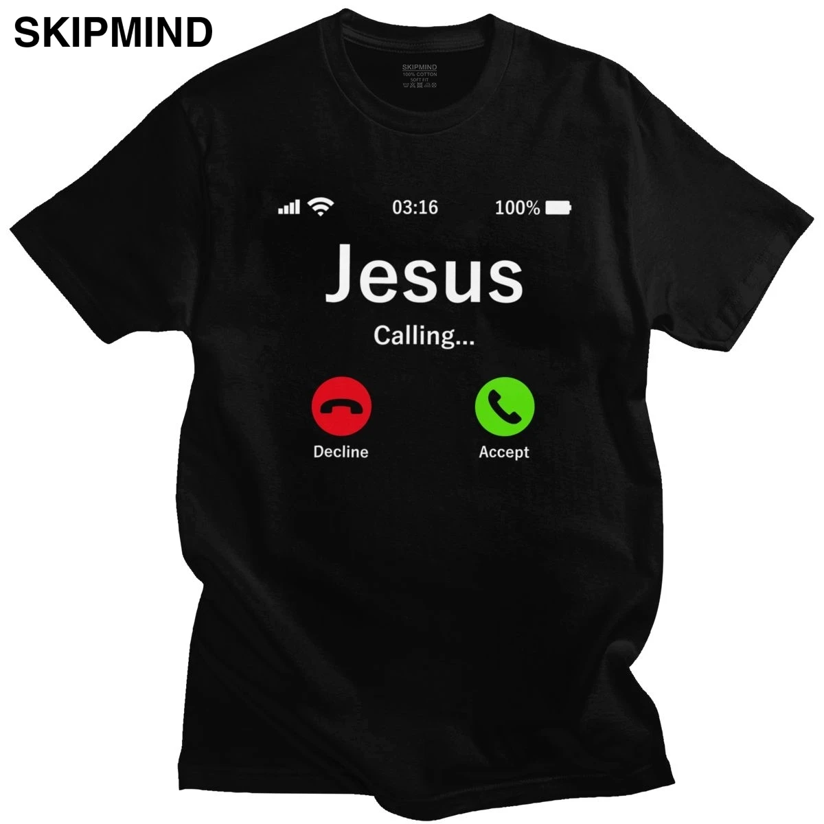 

Funny Jesus Is Calling T Shirt Men Call Accept Or Decline That Is Question T-shirt Short Sleeve Cotton Christian Faith Tee Gift