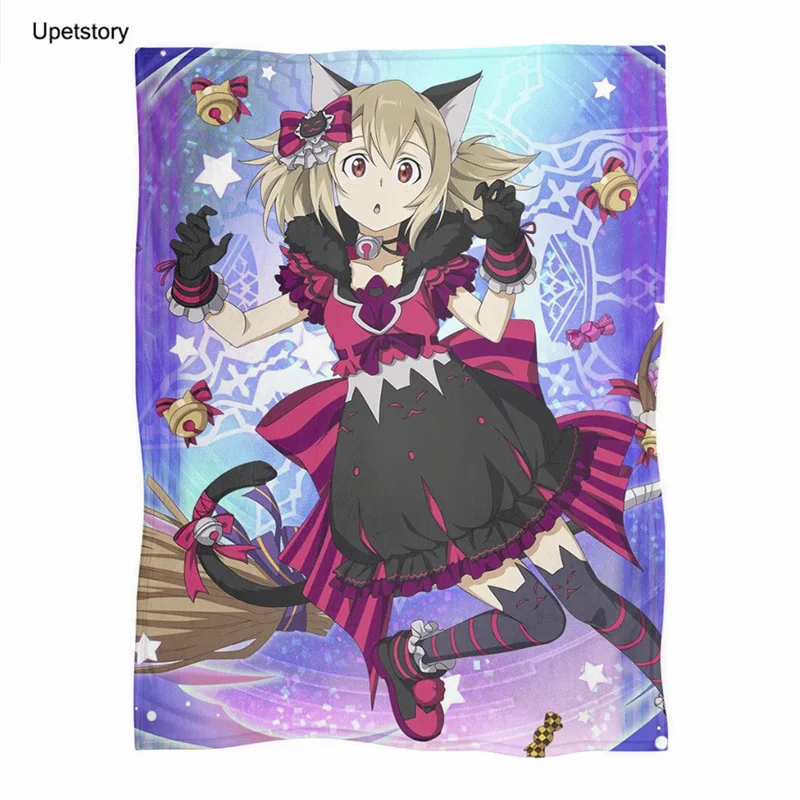 

Теплое Флисовое одеяло Upetstory из шерпы s Sword Art Online, украшение для спальни на Хэллоуин, плюшевое одеяло для взрослых, мягкое одеяло, постельное ...